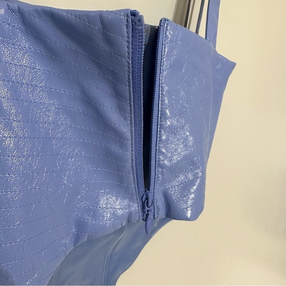 House of CB MELISSA CORNFLOWER BLUE VEGAN LEATHER CORSET Top Size X-Small - Picture 6 of 9